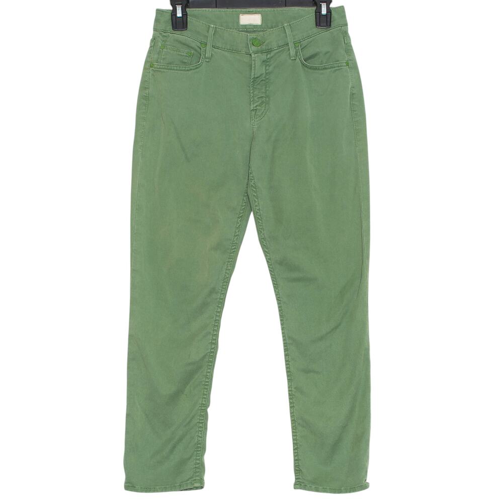 Mother Dropout Jeans Green 24 Boyfriend Crop Minimalist Capsule Wardrobe Neutral